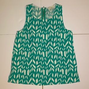 Everly Turquoise Blue Green white sleeveless top